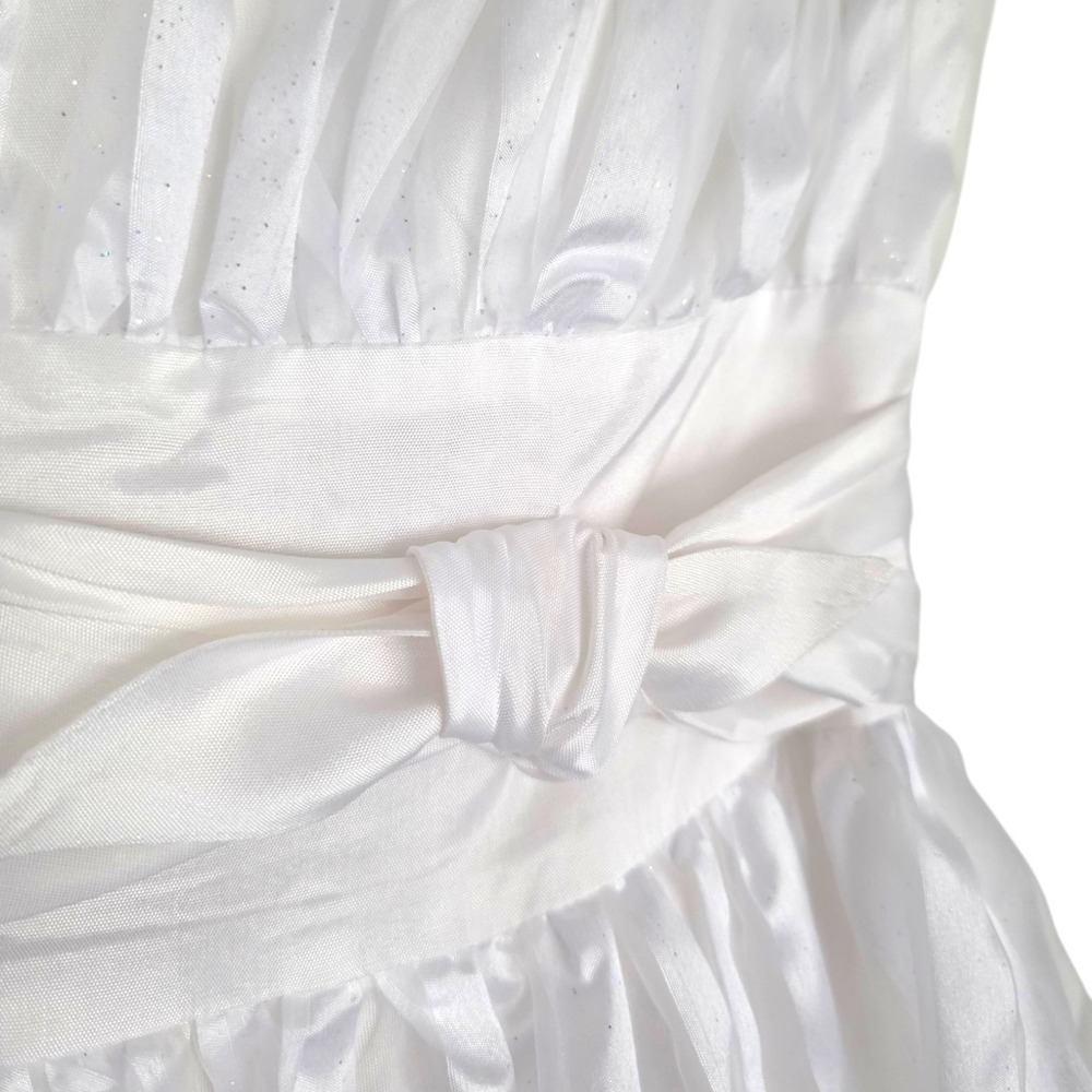 Y2K Betsey Johnson Evening 6 White Striped Organza Strapless Formal Mini Dress - Picture 4 of 10